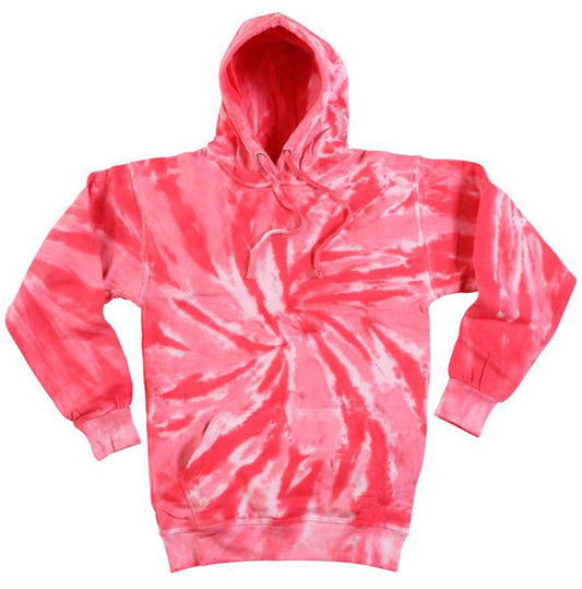 Wholesale CORAL PINK TORNADO SWIRL TIE DYED HOODIE (sold by the piece )