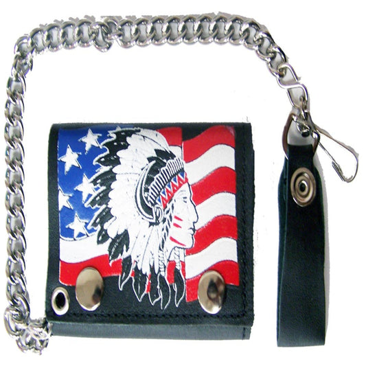 Wholesale American Patriotic Eagle Flag Chain Leather Wallet (Sold By - 6 PCS)