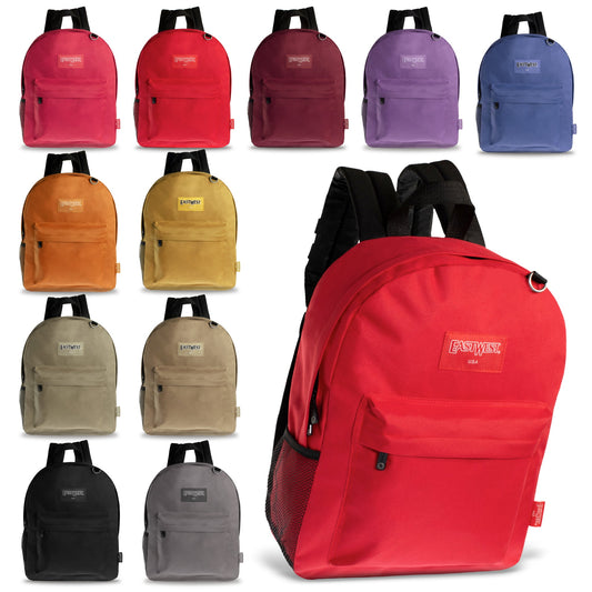 Buy 17" Kids Basic Wholesale Backpack in Assorted Colors - Bulk Case of 24 Backpacks