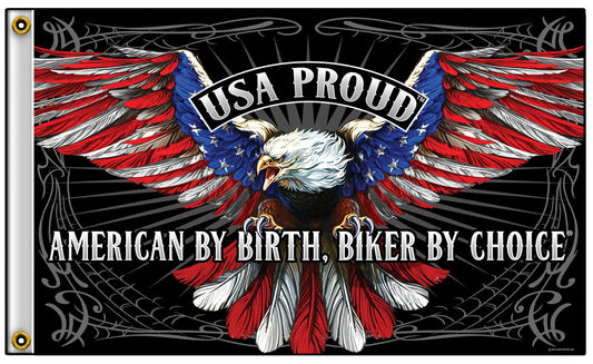 Buy USA PROUD EAGLE AMERICAN BY BIRTH BIKER DELUXE 3 X 5BIKER FLAGBulk Price