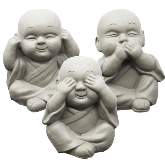3.5 Decorative Happy Buddha See Speak Hear No Evil Statues