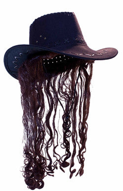 Buy COWBOY HAT W LONG BROWN HAIR Bulk Price