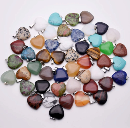 Buy ASSORTED 1 INCH STONE HEART NECKLACE PENDANTS (sold by piece ordozen)Bulk Price