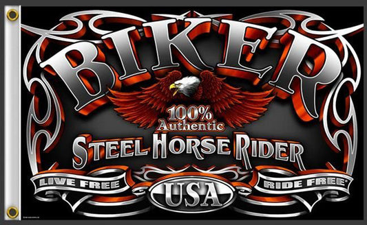 Buy STEEL HORSE RIDER DELUXE 3' X 5' BIKER FLAGBulk Price