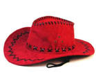 Wholesale HEAVY LEATHER LOOKING COWBOY HAT RED (Sold by the piece)