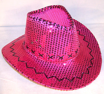 Pink Color Sequin Cowboy Hat - A Sparkling Statement for Men and Women ( Sold By - 4 Piece )