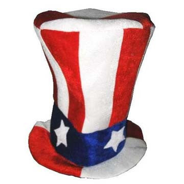 Wholesale PLUSH TALL AMERICAN FLAG PARTY HAT WITH STARS (Sold by the piece) CLOSEOUT $3.50 ea