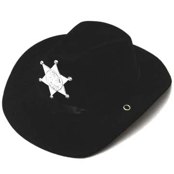 Wholesale CHILDRENS BLACK FELT SHERIFF COWBOY HAT WITH BADGE (Sold by the piece) *- CLOSEOUT NOW $ 2 EA