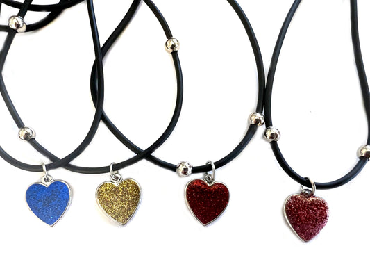 Wholesale Single Glitter Heart Rhodium-Plate Enamel Love Heart Charm Pendant (Sold by the piece or dozen)