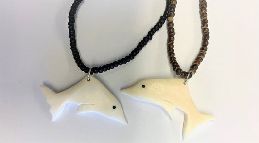 Buy COCONUT SHELL WITH REAL BONE DOLPHIN NECKLACES (Sold by the dozen) Bulk Price