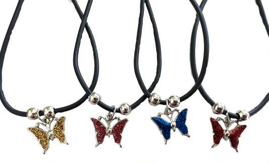 Wholesale GLITTER BUTTERFLY ROPE NECKLACE (Sold by the piece or dozen)