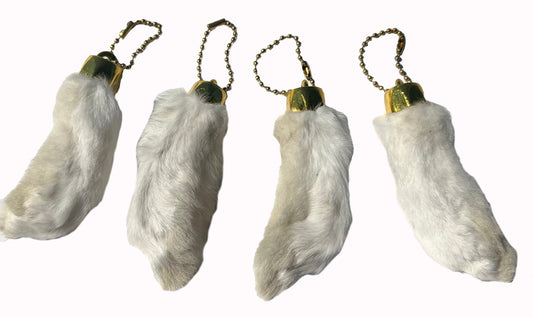 Wholesale NATURAL COLOR RABBIT FOOT  KEYCHAIN (Sold by the dozen or piece)