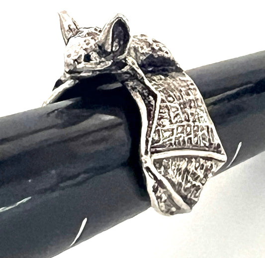 Wholesale Black Bat Vampire Ring | Silver 925 Wing Halloween Adjustable Celtic Ring ( sold by the piece or dozen)