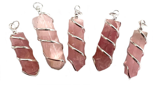 Buy ROSE QUARTZ COIL WRAPPEDSTONE PENDANT (sold by the piece or on chain)Bulk Price