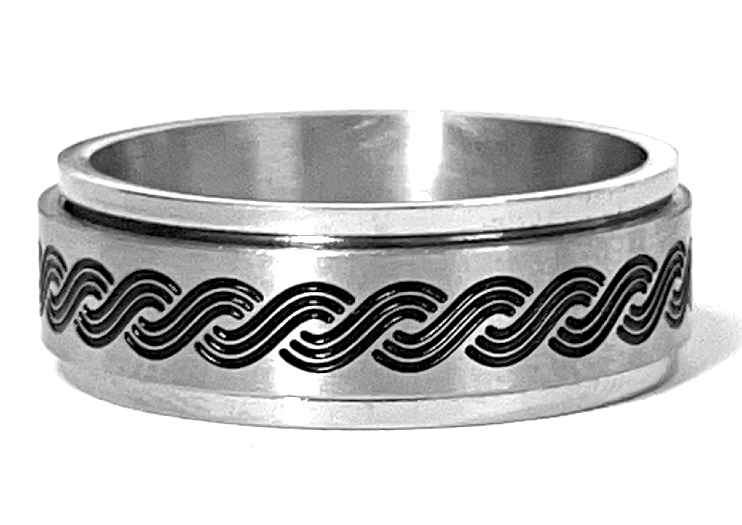 Buy Wave Design Men's Spinning Stainless Steel RingBulk Price