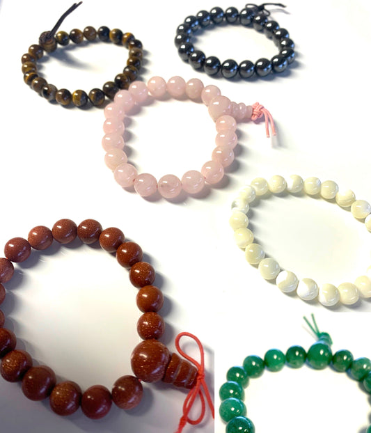 Wholesale ASSORTED REAL STONE STRETCH BRACELETS (sold by the piece or dozen)