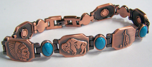 Wholesale INDIAN STYLE COPPER MAGNETIC LINK BRACELET  (sold by the piece )
