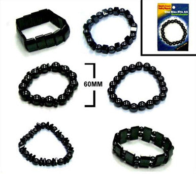Wholesale CARDED HEMATITE ASSORTED MAGNETIC BRACELETS (Sold by the piece or dozen)
