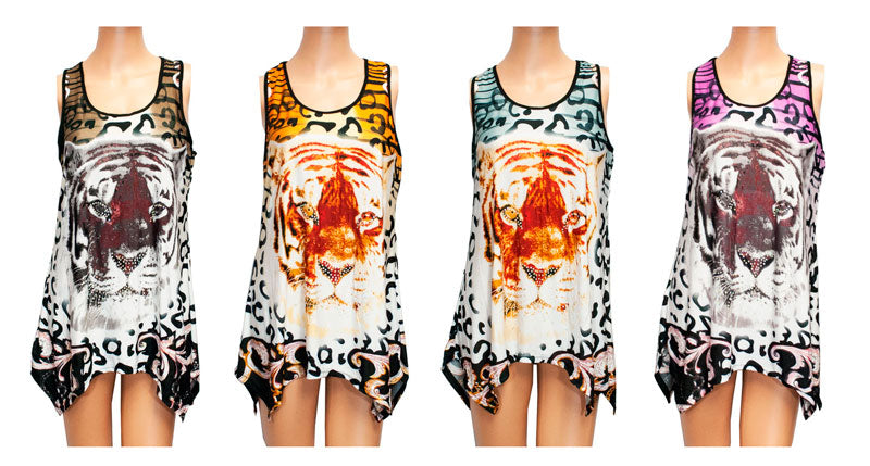 Ladies Fashion Tunic Tops - Tiger Print