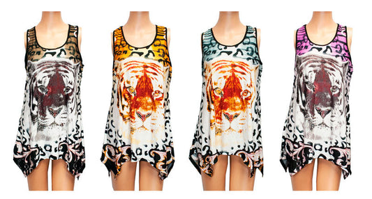 Ladies Fashion Tunic Tops - Tiger Print