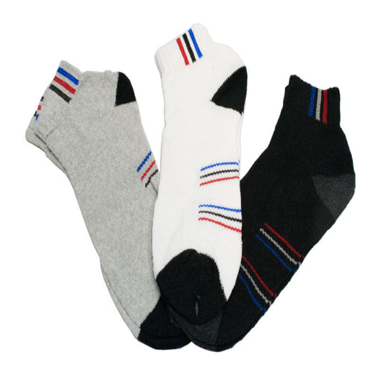 Men's Cotton Sports Socks with Stripes Designs Bulk
