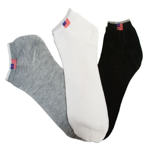 Bulk Buy Thin Cotton Solid Color Casual Socks-USA Flag