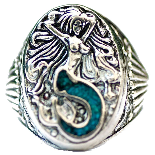 Wholesale INLAYED MERMAID BIKER RING (Sold by the piece)