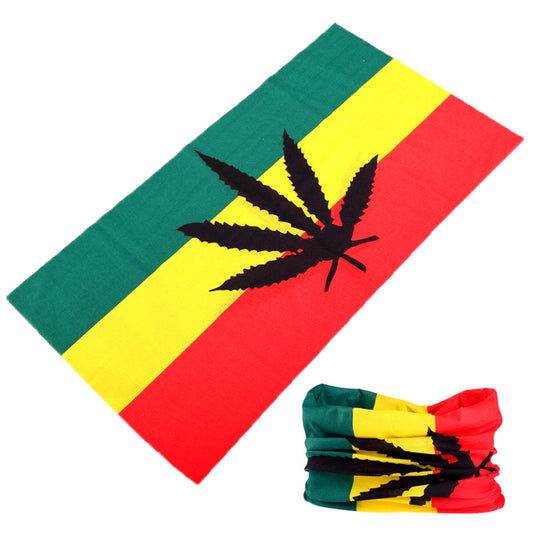 Wholesale REGGAE POT LEAF MULTI FUNCTION SEAMLESS BANDANA WRAP ( sold by the piece or 10 PACK) )