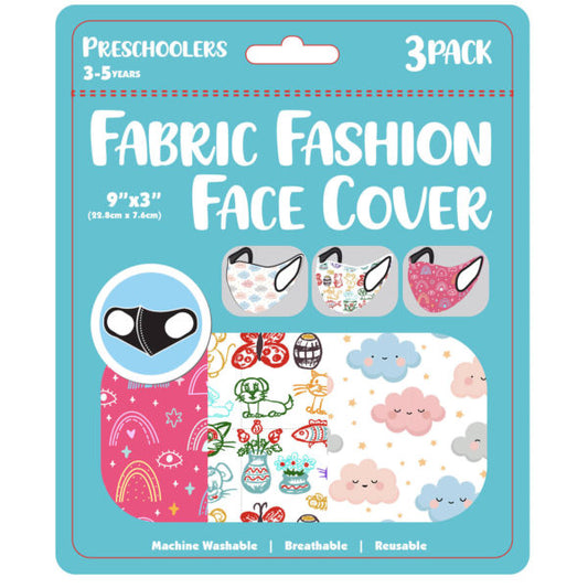 Girls 3 Pack Preschooler 9 x 3.5 Washable Face Mask