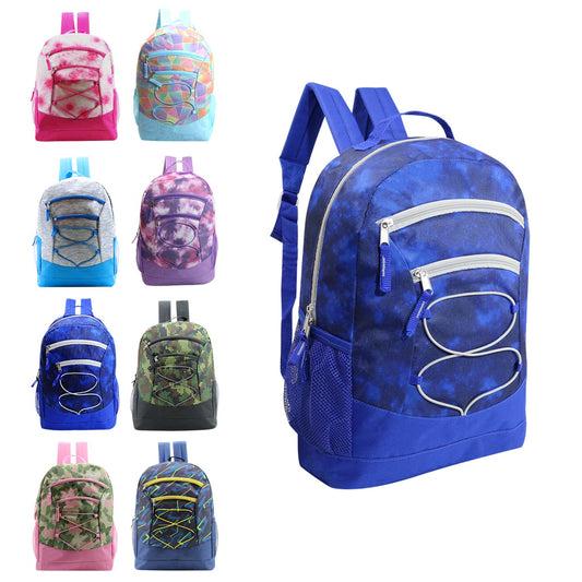 Buy 17" Bungee Wholesale Backpack In 8 Prints -  Bulk Case Of 24 Backpacks