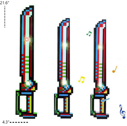 Buy 21.6" PIXEL SWORD WITH HANDLELIGHT UP TOY WITH SOUND Bulk Price