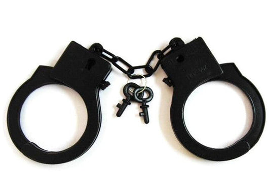 Wholesale BLACK PLASTIC HANDCUFFS WITH KEYS (Sold by the dozen)