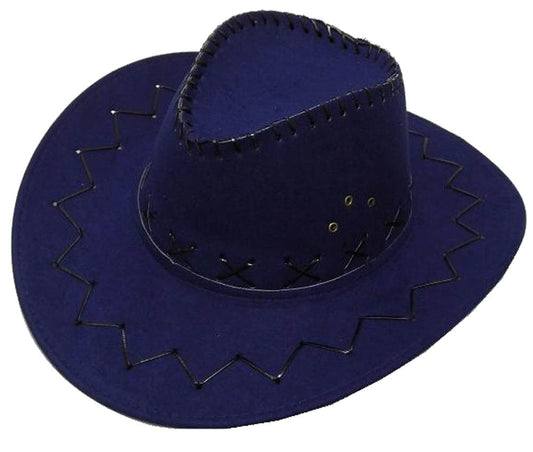 Wholesale DARK BLUE HEAVY LEATHER STYLE WESTERN COWBOY HAT (Sold by the piece or dozen) *- CLOSEOUT NOW $ 3.50 EA