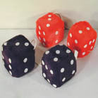 Wholesale LARGE 3 INCH PLUSH FUZZY DICE ASSORTED COLORS (Sold by the dozen)