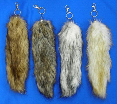 Wholesale NATURAL FOX TAIL KEY CHAINS (Sold by the piece or dozen) *- CLOSEOUT NOW $ 2.50 EA