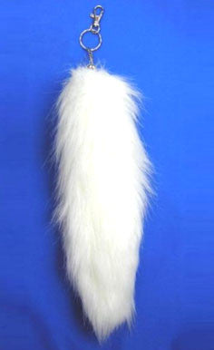 Wholesale WHITE FOX TAIL KEY CHAINS (Sold by the piece or dozen) CLOSEOUT $ 2.50 EA