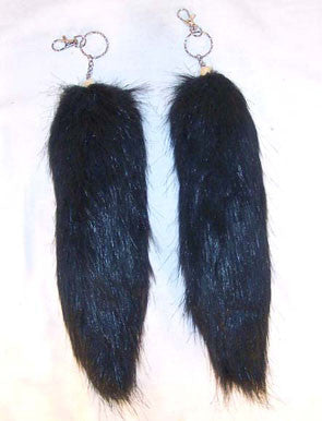 Wholesale BLACK FOX TAIL KEY CHAINS (Sold by the dozen OR PIECE ) CLOSEOUT $ 2.50 EACH