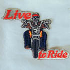 Wholesale LIVE TO RIDE BIKE RIDER 4 INCH PATCH (Sold by the piece or dozen ) -* CLOSEOUT NOW AS LOW AS 75 CENTS EA