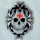 Wholesale TRIBAL SKULL WITH IRON CROSS 4 INCH PATCH (Sold by the piece) CLOSEOUT AS LOW AS 75 CENTS EA