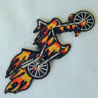 Buy NEW BIKE WITH FLAMES 4 INCHPATCH -* CLOSEOUT AS LOW AS .75 CENTS EABulk Price