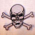 Wholesale SKULL CROSS BONES MOUTH OPEN 4 INCH PATCH (Sold by the piece or dozen ) -* CLOSEOUT AS LOW AS 75 CENTS EA