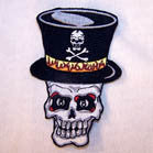 Wholesale SKULL TOP HAT 4 INCH PATCH (Sold by the piece or dozen ) -* CLOSEOUT AS LOW AS 75 CENTS EA