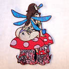 Wholesale FAIRY ON SHROOMS 4 INCH PATCH (Sold by the piece or dozen ) -* CLOSEOUT AS LOW AS $1 EA