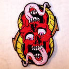 Wholesale REFLECTION SKULL WITH TONGUE 4 INCH PATCH (Sold by the piece OR dozen ) CLOSEOUT AS LOW AS .75 CENTS EA