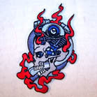 Wholesale BIKE ENGINE SKULL 4 INCH PATCH (Sold by the piece OR dozen ) CLOSEOUT AS LOW AS .75 CENTS EA