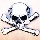 Buy SKULL WITH X BONE BEHIND 4 INCH PATCH CLOSEOUT NOW AS LOW AS .75 CENTS EABulk Price