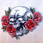 Buy SKULL WITH ROSES 4 inch PATCH -* CLOSEOUT AS LOW AS 75 CENTS EABulk Price