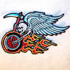 Buy BIKER SKULL WITH WINGS 4 INCH PATCH CLOSEOUT AS LOW AS .75 CENTSBulk Price