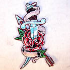 Wholesale SWORD AND ROSE 4 INCH PATCH ( Sold by the piece or dozen ) *- CLOSEOUT AS LOW AS 75 CENTS EA