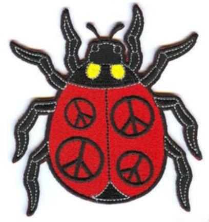Wholesale LADY BUG PEACE SIGN 4 INCH PATCH  (Sold by the piece or dozen) - * CLOSEOUT NOW AS LOW AS 75 CENTS EA